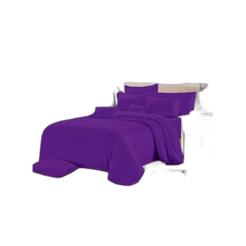 Drap double lit violet unique et 2 taies d'oreillers coton