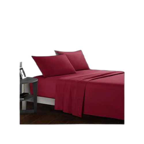 Drap et 2 taies d'oreiller rouge bordeaux parure de double lit