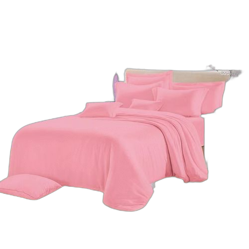 Drap lit double couleur unique roseet 2 taies d'oreiller 100% coton