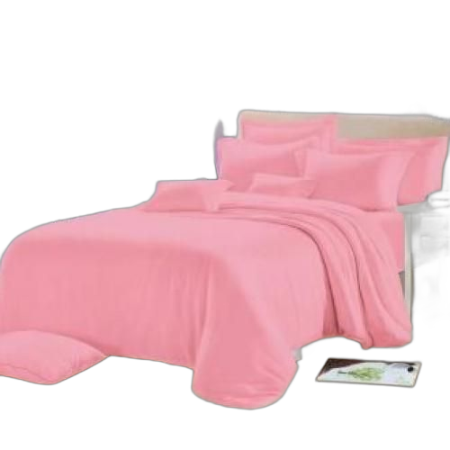 Drap lit double et 2 taies d'oreiller rose unique coton doux