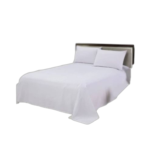Draps de lit 100 % coton avec 2 taies d'oreillers blanc