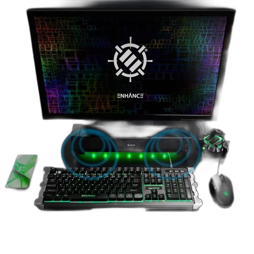 Enceintes gamer filaire avec led enhance attack pc/tv/portable cable jack 3.5mm noir