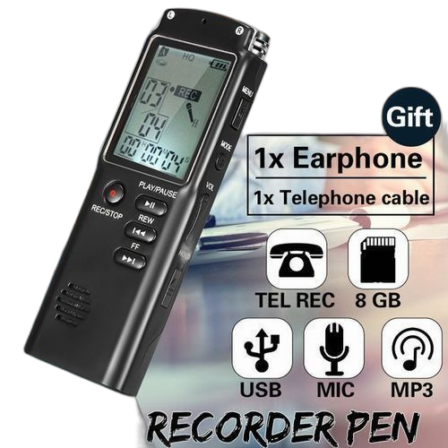 Enregistreur vocal audio numérique lcd usb dictaphone lecteur mp3