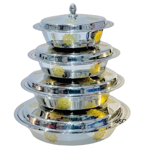 Ensemble 4 bols avec couvercle inox 4pieces finition doré