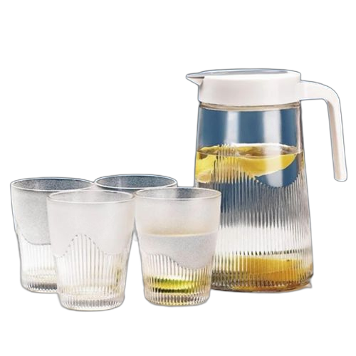 Ensemble 4 verres et carafe transparent