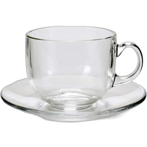 Ensemble 6 tasses verre avec sous tasse porcelaine