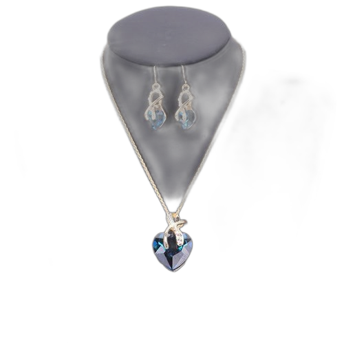 Ensemble bijoux en plaqué or pierre bleue claire collier et 2 boucles d'oreille