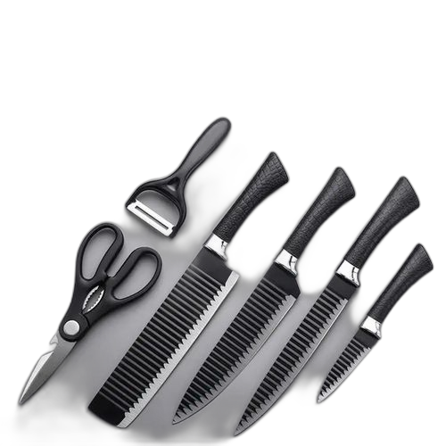 Ensemble de 6 couteaux inoxydables de haute qualité + aiguiseur offert
