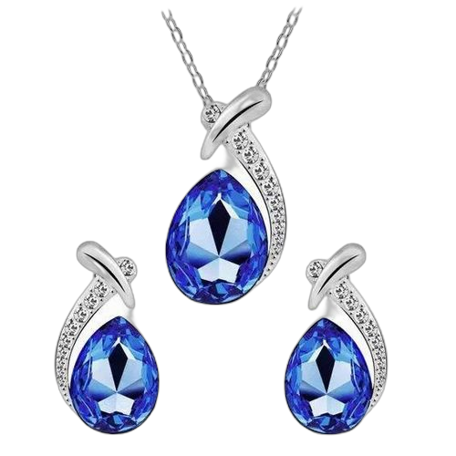 Ensemble de bijoux cristalbleu collier+ boucles d'oreilles pour les femmes