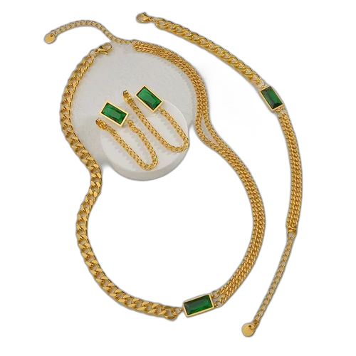 Ensemble de bijoux pour femme inoxydable or/vert