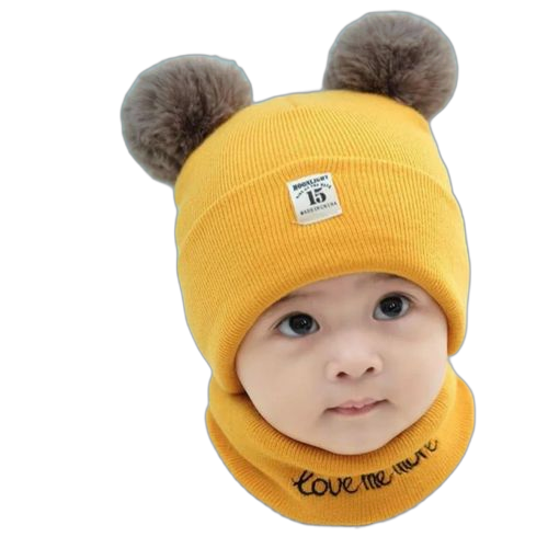 Ensemble de bonnet tricoté en laine pour bébé, automne et hiverbleu