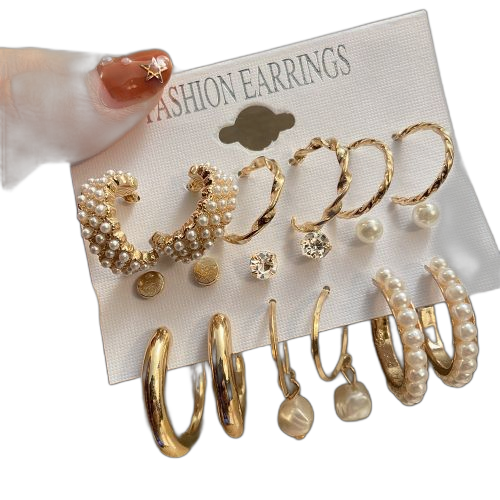 Ensemble de boucles d'oreilles en perles 9 pièces