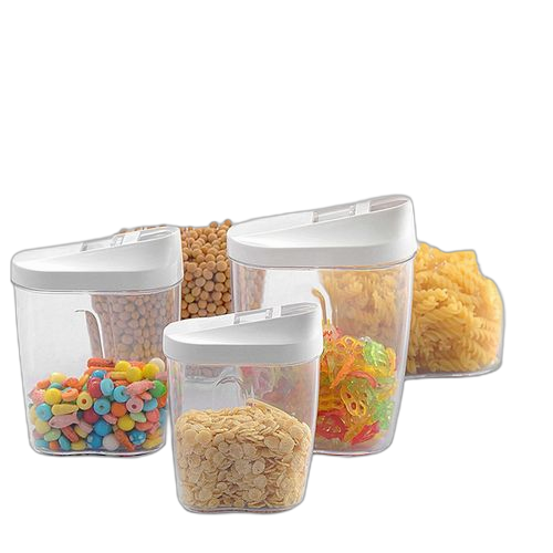 Ensemble de cinq boîtes de rangement de céréales de cuisine transparentes pour la maison
