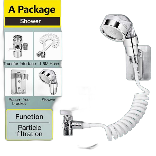 Ensemble de douche externe pour robinet de lavabo 4pcs, douche à main pour salle de bain blanc