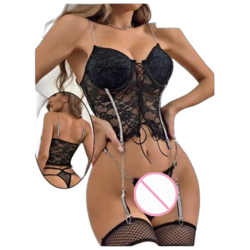 Ensemble de nuisette sexy en dentelle confortable lingerie érotique blanc