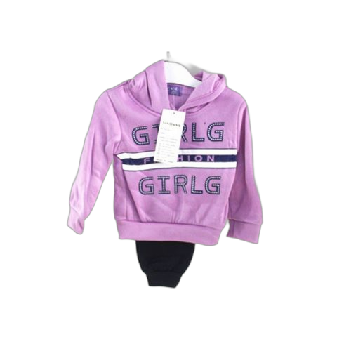 Ensemble pull rose et pantalon noir fillette