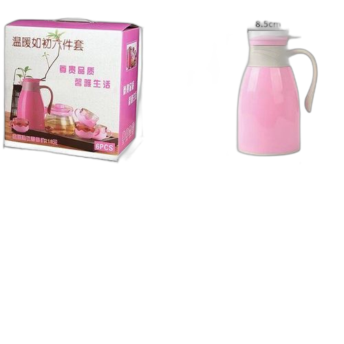 Ensemble théière + tasse en verre +thermos recouvert plastique bleu