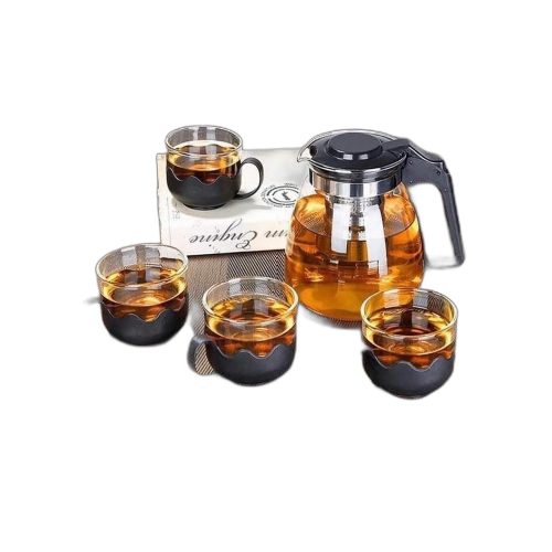 Ensemble théière + tasse en verre détachable5pcs