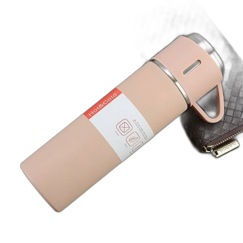 Ensemble thermos mug isotherme + 3 tasses en acier inoxydable boisson chaude et froide 350ml bleu