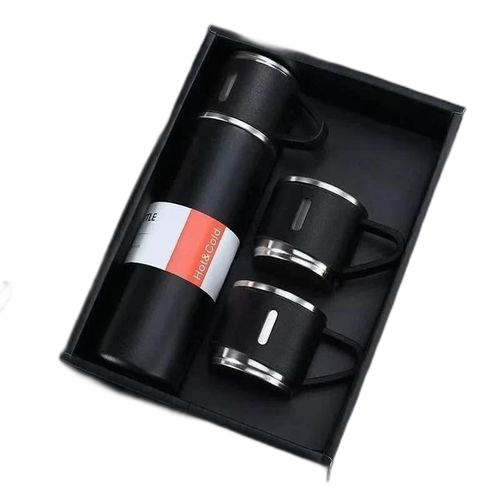 Ensemble thermos mug isotherme + 3 tasses en acier inoxydable boisson chaude et froide 350ml rose
