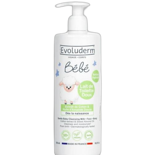 Evoluderm lait de toilette doux visage & corps bébé 500ml