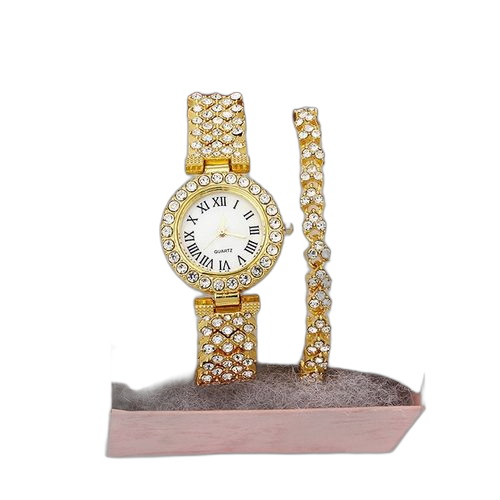 Fashion bracelet de montre en diamant élégant pour femme 2 en 1