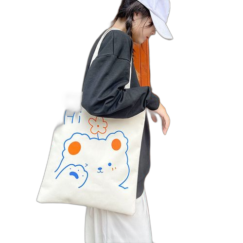 Fashion canvas handy femme sac tote cartoon sac à épaule unique