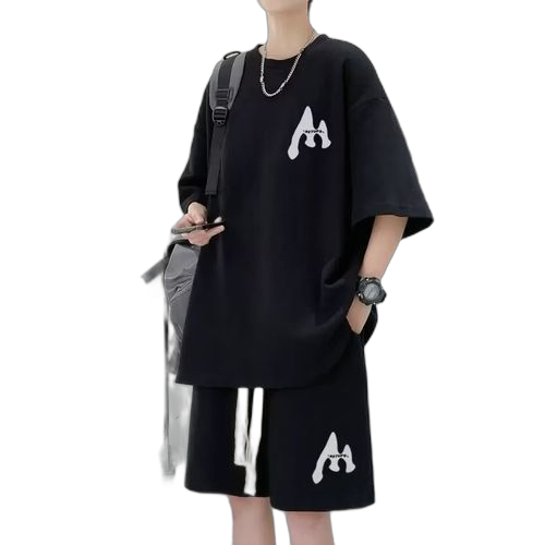 Fashion casual men's t shirt + shorts white