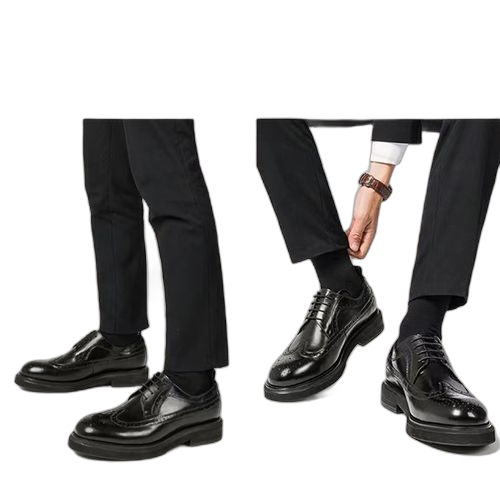 Fashion chaussures brogue en cuir à glands brillants pour hommes mocassins et chaussures à enfiler formal corporate noir – Image 3