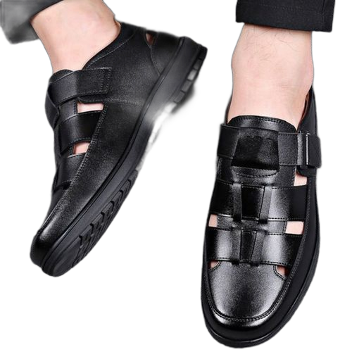 Fashion chaussures en cuir creuses confortables classiques pour hommes noir