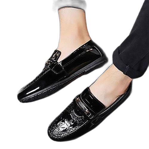 Fashion chaussures en cuir pour hommes antidérapantes mocassins noir