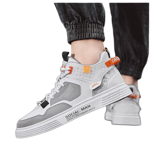 Fashion chaussures hautes en toile pour hommes gris
