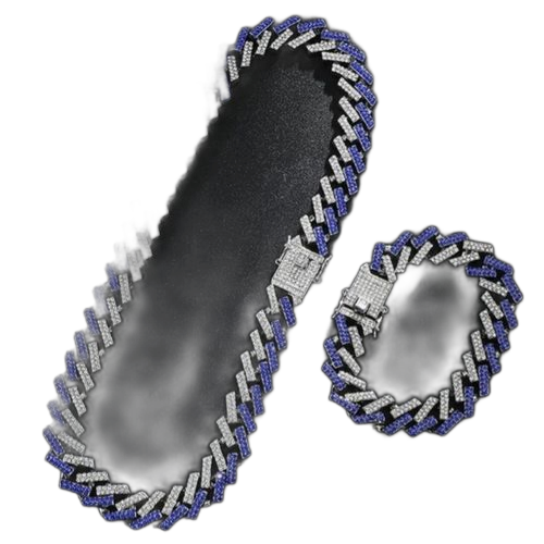Fashion ensemble collier + bracelet biling/biling unisex colorée bl/arg