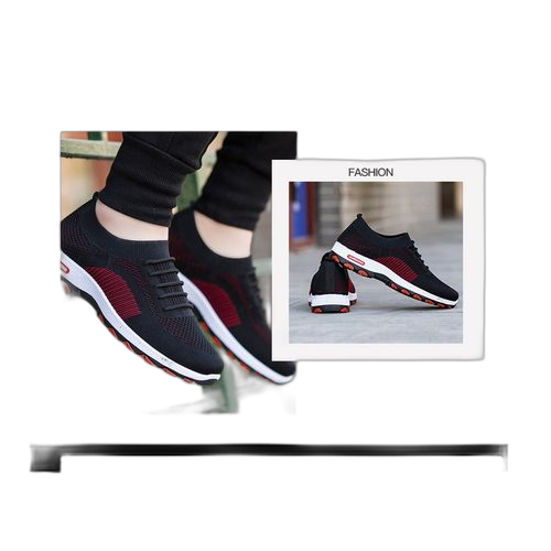 Fashion lace up sneakers men's shoes black – Image 14