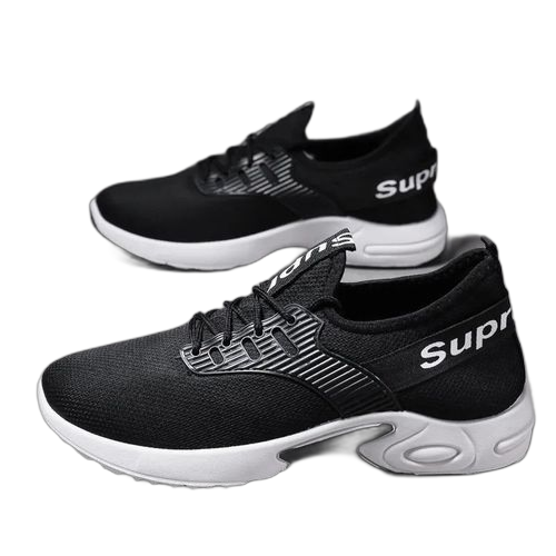 Fashion lace up sneakers men's shoes black – Image 4