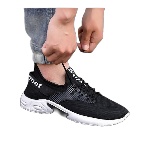 Fashion lace up sneakers men's shoes black – Image 3