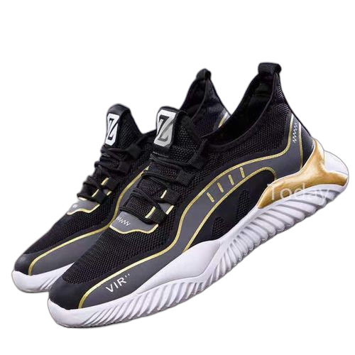 Fashion lace up sneakers men's shoes black – Image 16