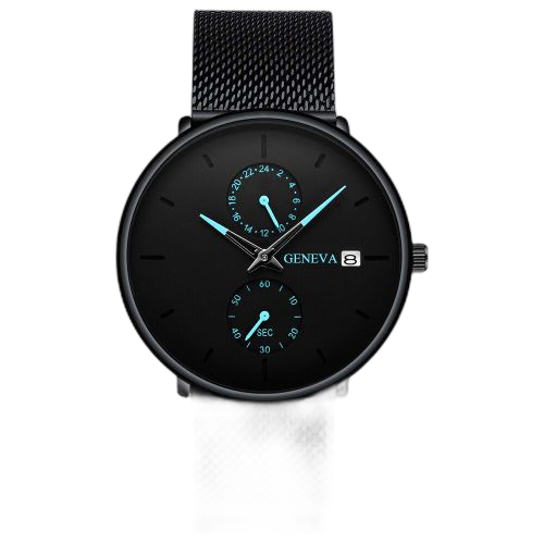Fashion montre a quartz pour homme noir / bleu