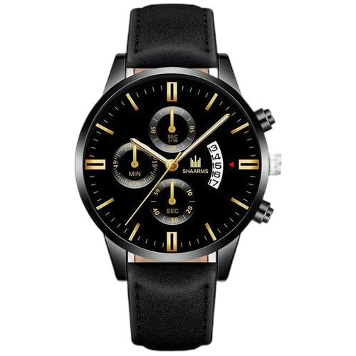 Fashion montre d'affaires à quartz bracelet en cuir noir