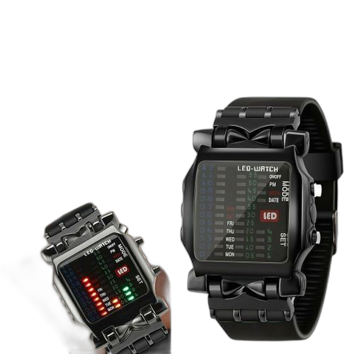 Fashion montre numérique à led de style carré pour hommes binaire