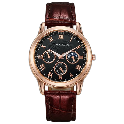 Fashion montre à quartz novelty pour hommes marron
