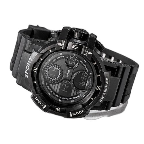 Fashion montre à quartz pour homme noir