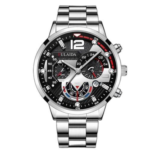 Fashion montre à quartz étanche diamant de luxe pour hommes argent