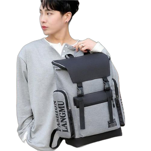 Fashion sac à dos de voyage décontracté pour homme, sac à dos pour ordinateur, sac d'école antivol gris – Image 4