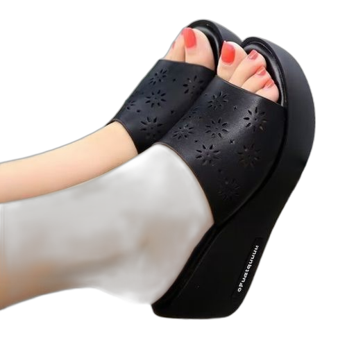 Fashion sandales compensées compensées pour femmes noir