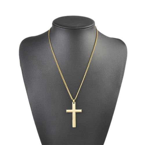 Fashion unisex simple cross pendant necklace gold