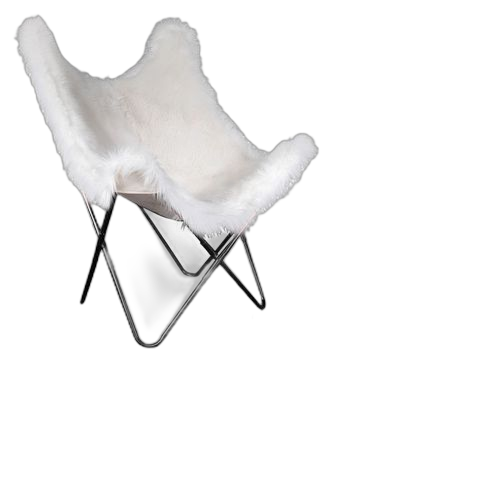 Fauteuil papillon fourrure blanc