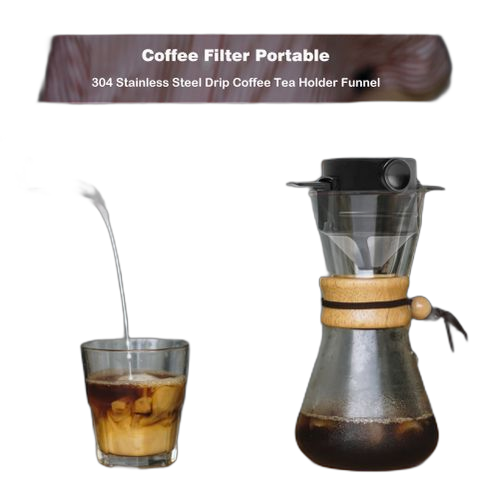 Filtre à café portable en acier inoxydable pliable goutte à goutte café porte