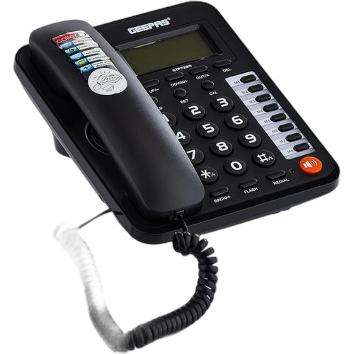 Geepas téléphone exécutif geepas avec identification de l'appelant gtp7220 fonction mains libres et recomposition automatique