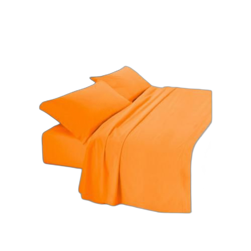 1 drap et 2 taies d'oreiller orange coton doux lit double